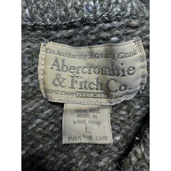 Vintage Abercrombie & Fitch Wool Sweater Made In Hong Kong L Heather Olive 1980s - Picture 8 of 11